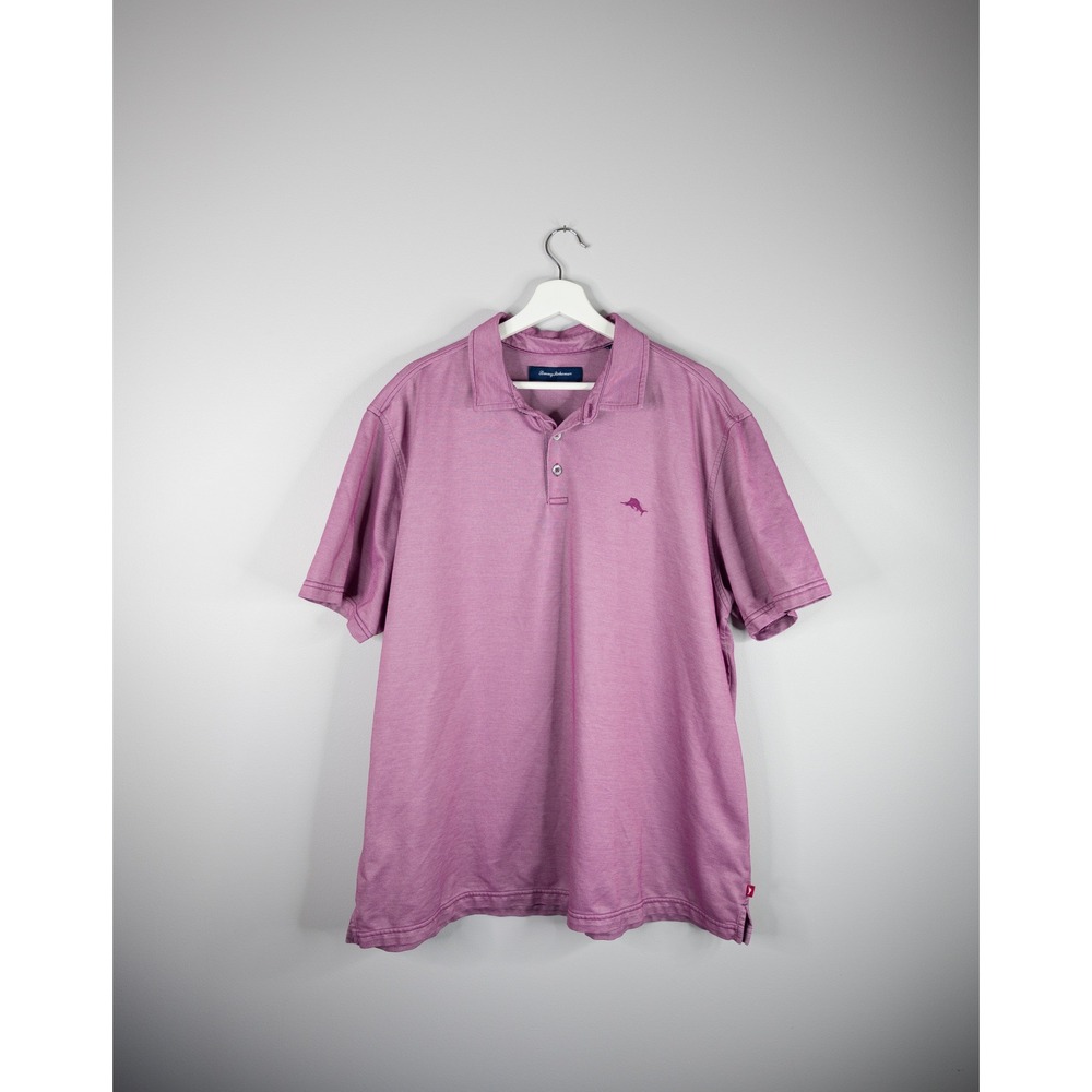 Tommy Bahama Polo Shirt Mens XXL Purple Pink Pima Cotton Blend Short Sleeve